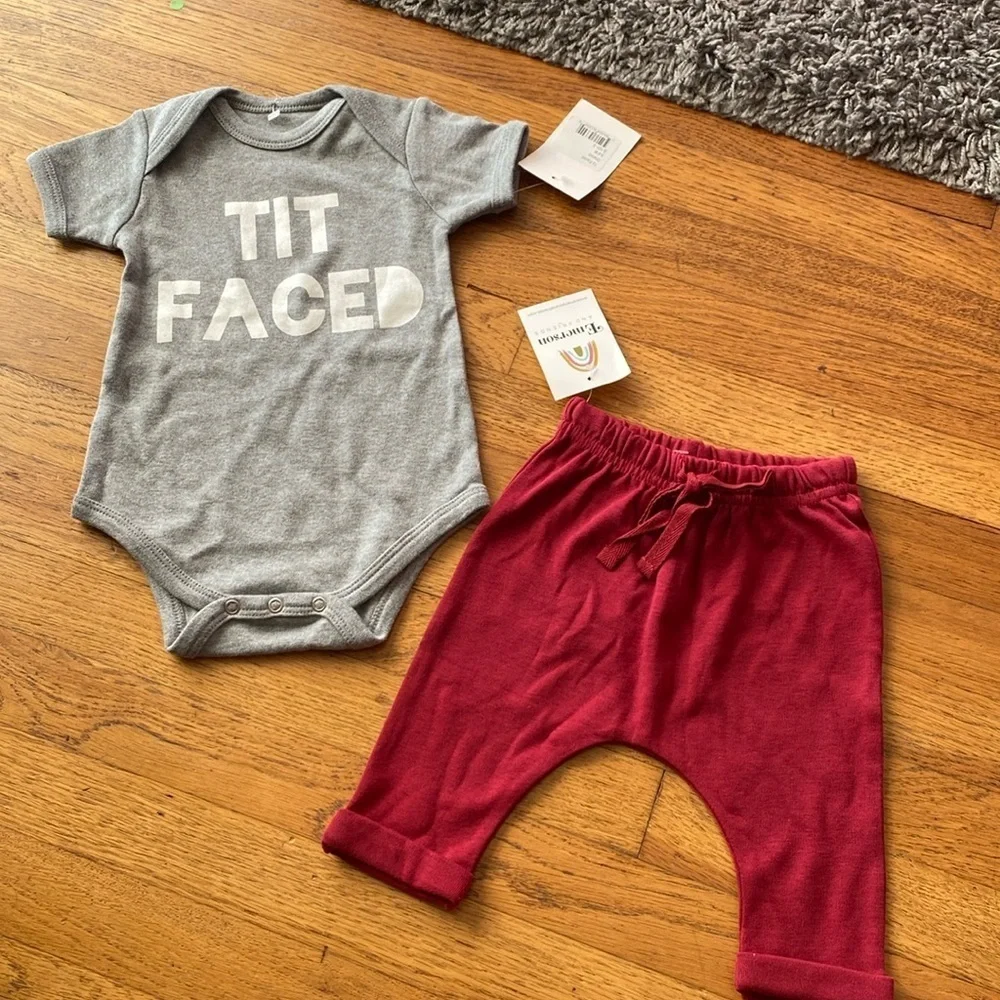 Emerson and Friends NWT Cotton Baby Joggers and Onesie Size 3-6 Months